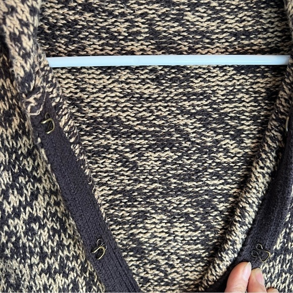 J Crew Brown Black Mix Cardigan Longline Sailor Collar Sz M Thick Warm Basic - Picture 4 of 9